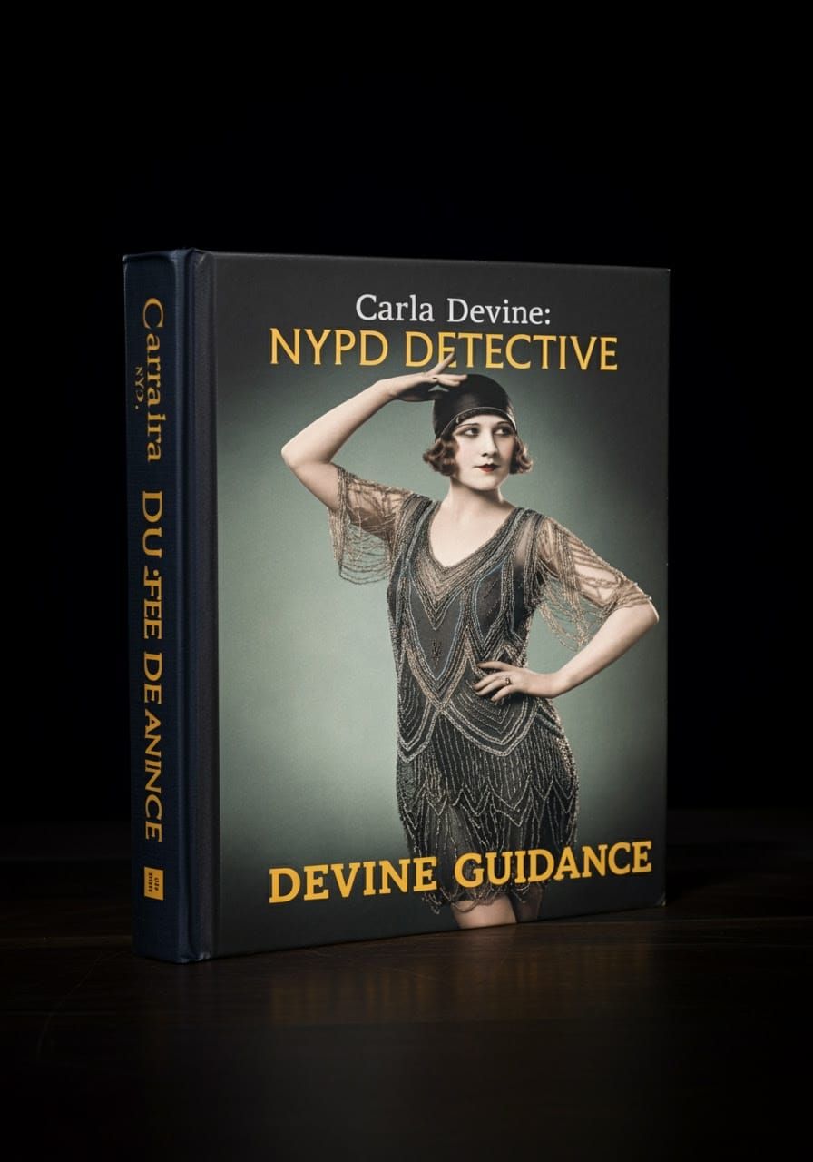 1920s Flapper Girl in Cloche Hat Dancing on Old Book Cover