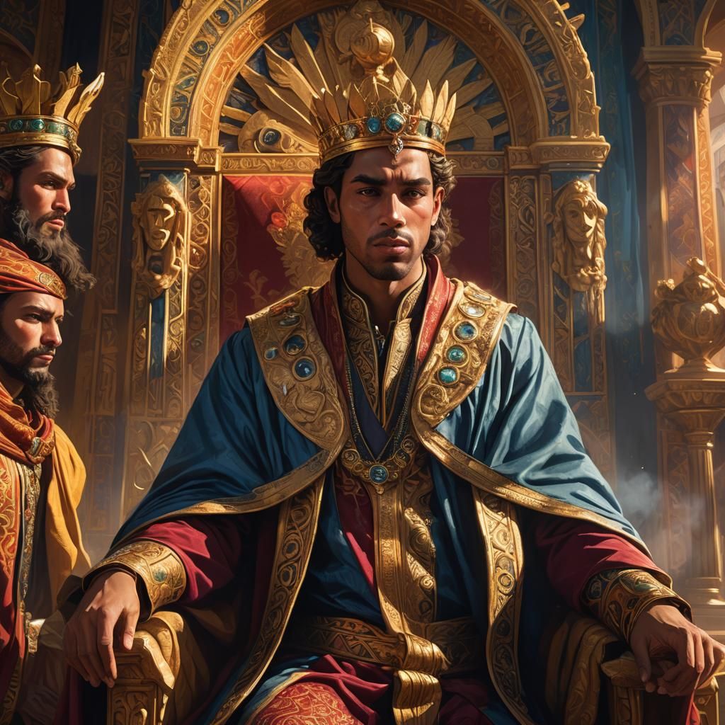 Babylonian King Listening to Dream, Hyperrealistic Art