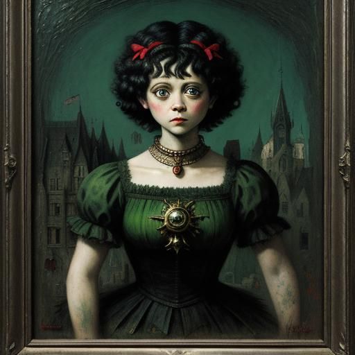 Green Eyed Betty Boop in Hieronimus Bosch Style