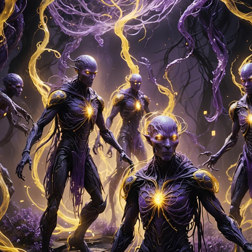 Translucent Humanoids with Telekinetic Abilities in Dark Fan...