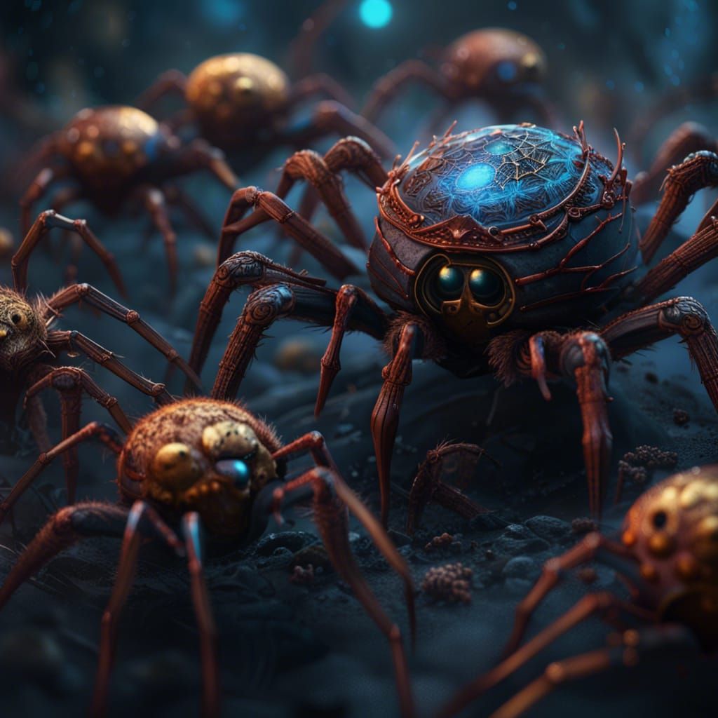 Spider Army in Detailed Matte Painting Style