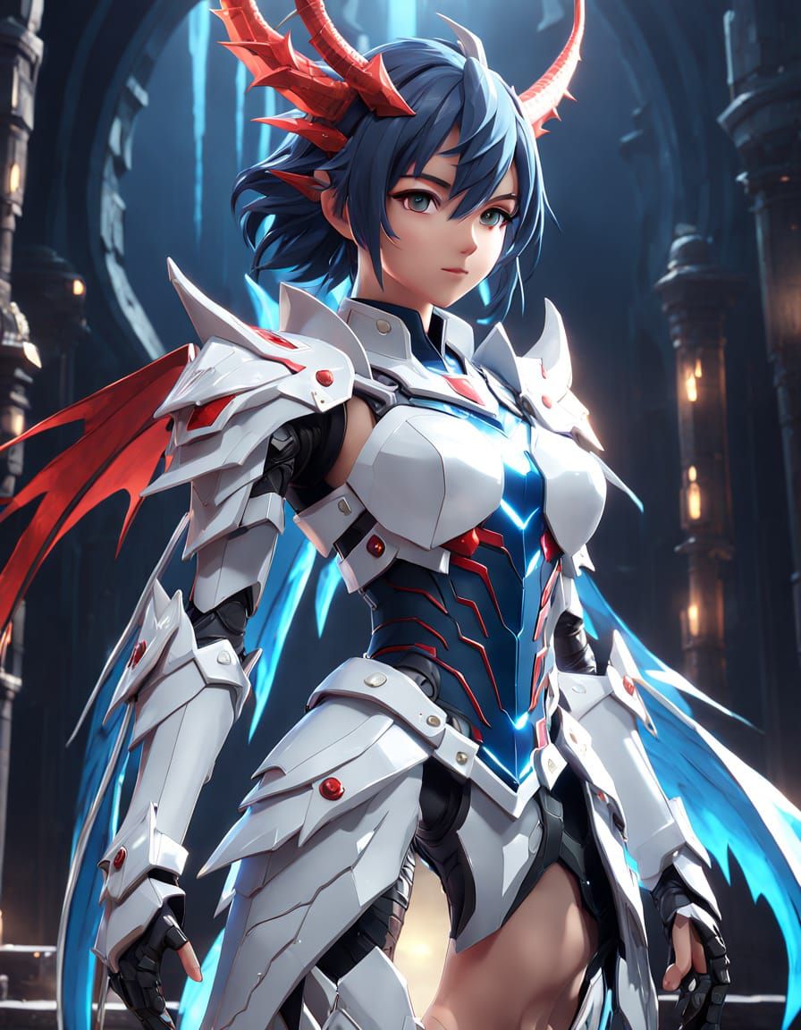 Heroic Nintendo Switch Goddess in Anime-Inspired Armor