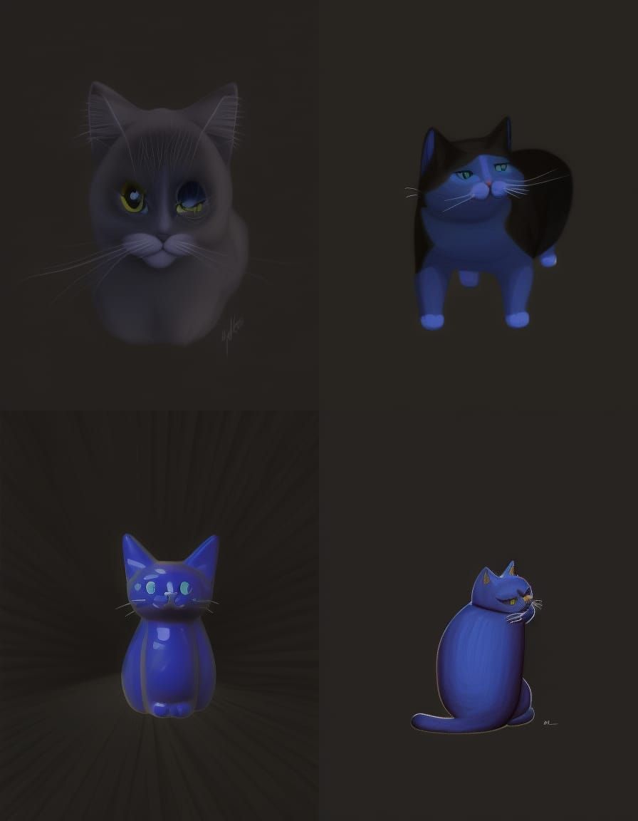 Realistic Blue Fat Cat Image