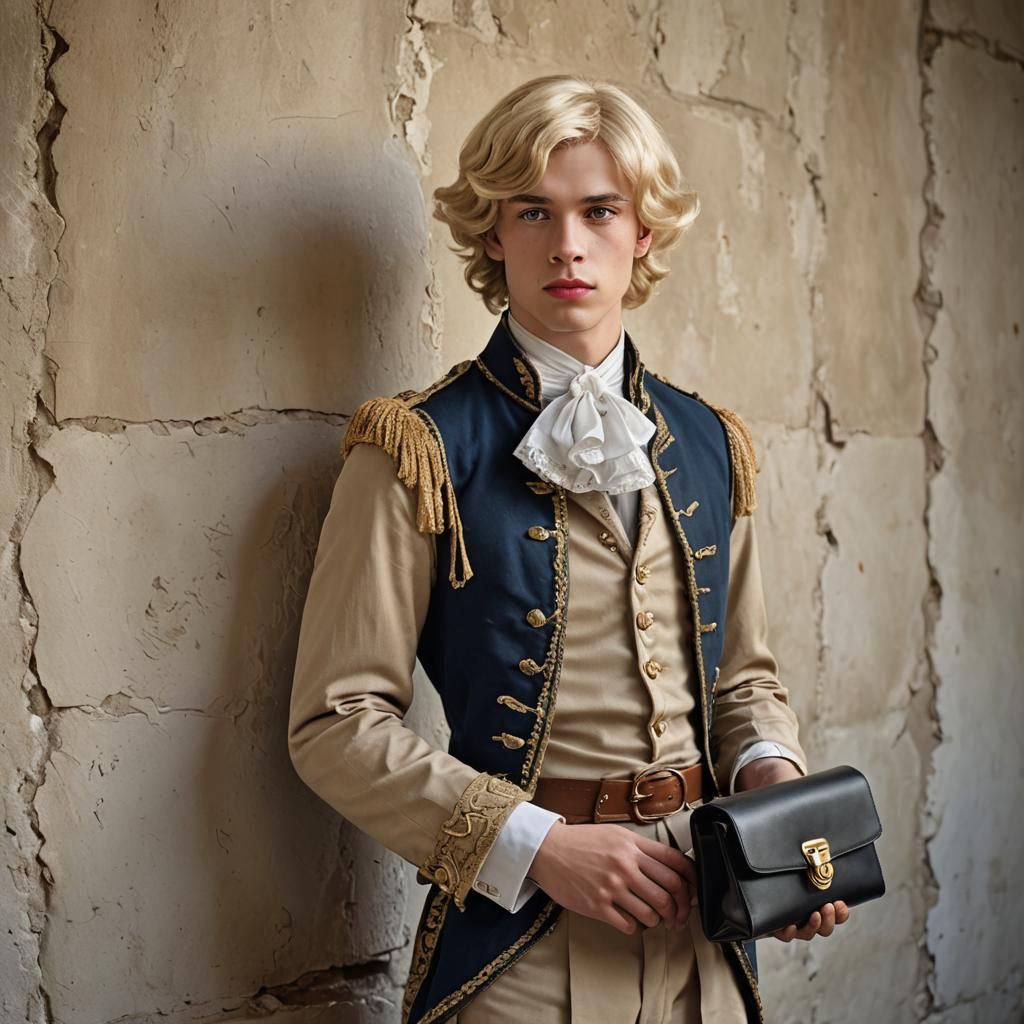 Elegant Colonial Youth in Whimsical Disguise