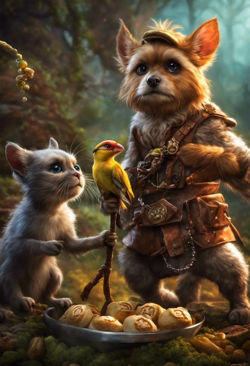 Teamwork Triumphs: Pets on a Quest for Treats