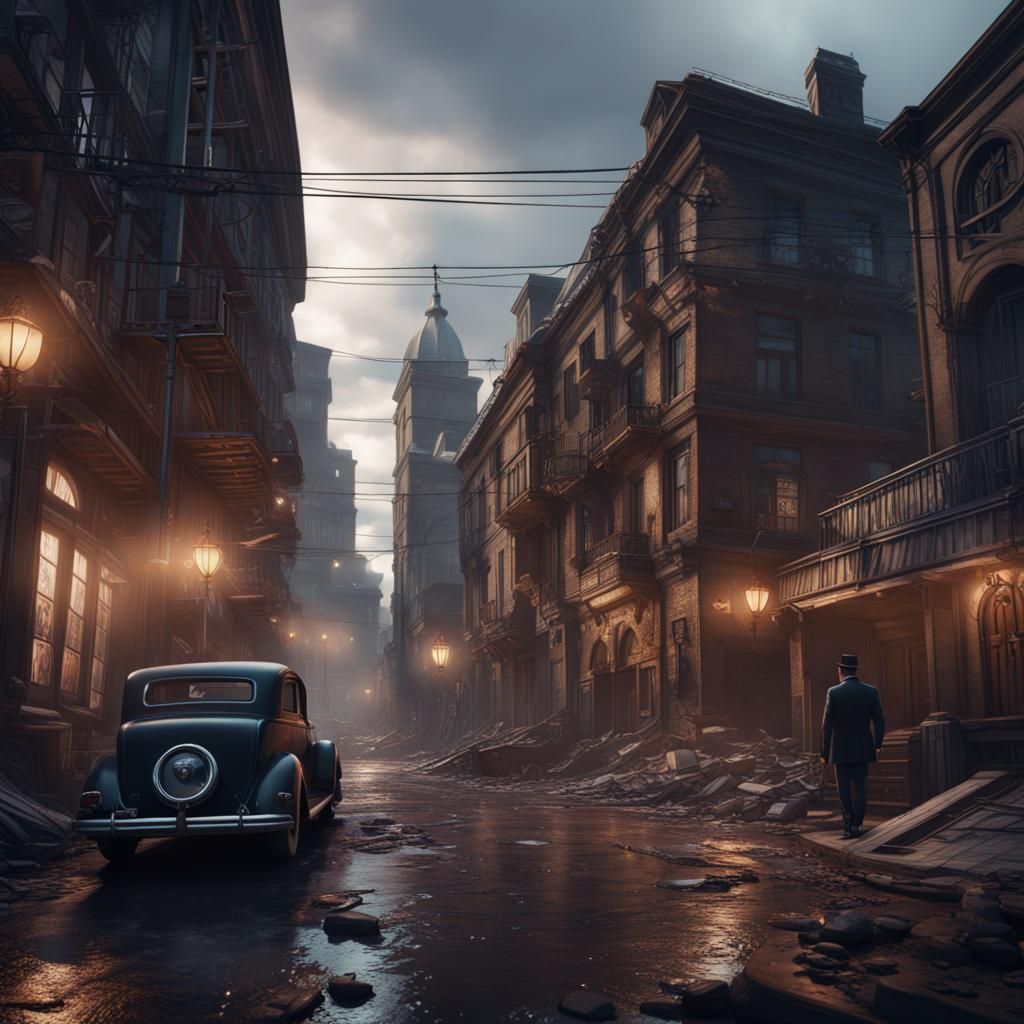 Detailed Mafia Concept Art in Deep Color