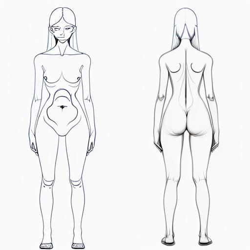 line drawing shape of a human body with the left side distor...