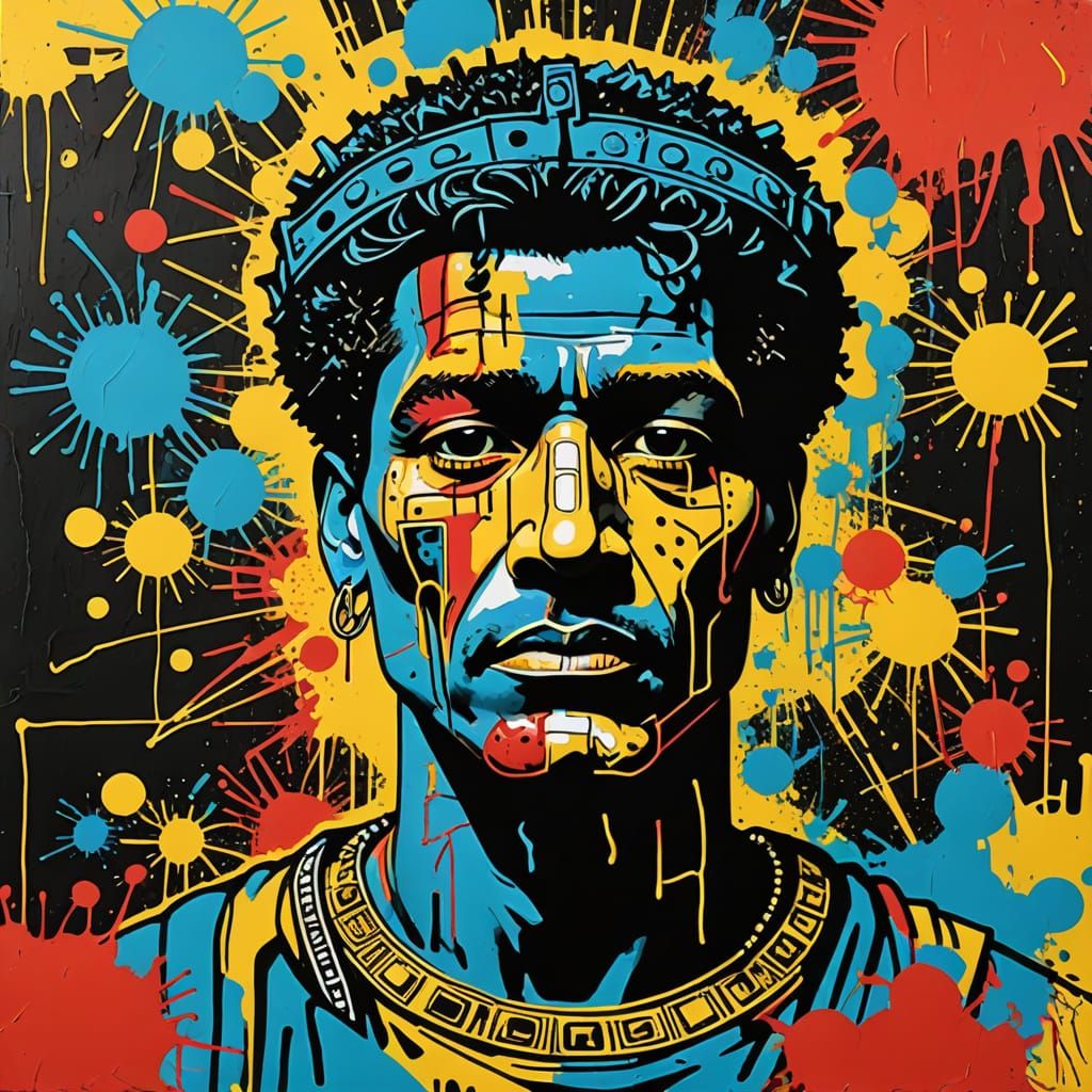 Julius Caesar in Warhol-Basquiat Pop Art Style