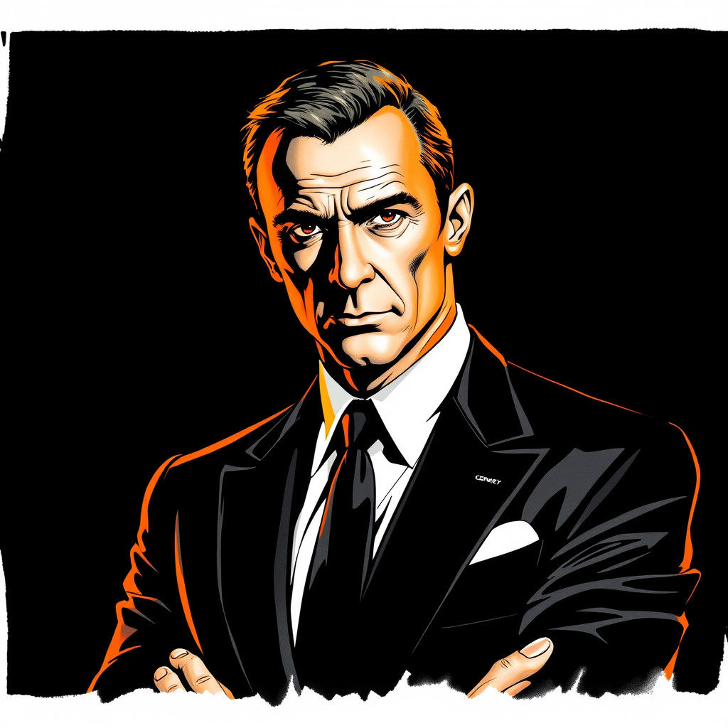 Dramatic Portrait in Comic Book Noir Style