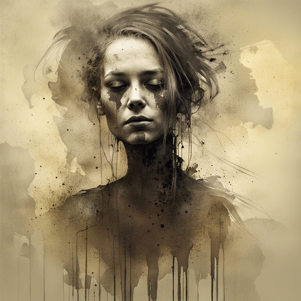 Woman Turns to Dust: Creepy Mixed-Media Art