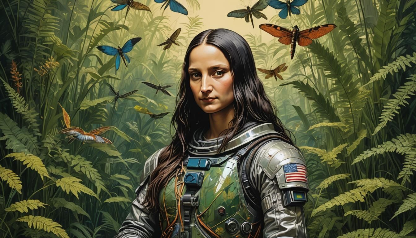 Mona Lisa in Spacesuit, Hyperrealistic Art