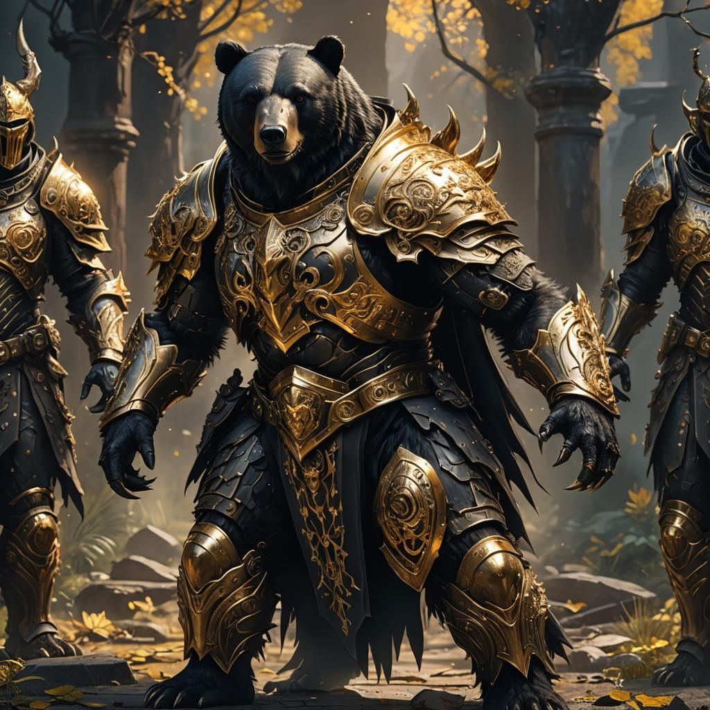 Armored Ghost Bear: Detailed Matte Painting