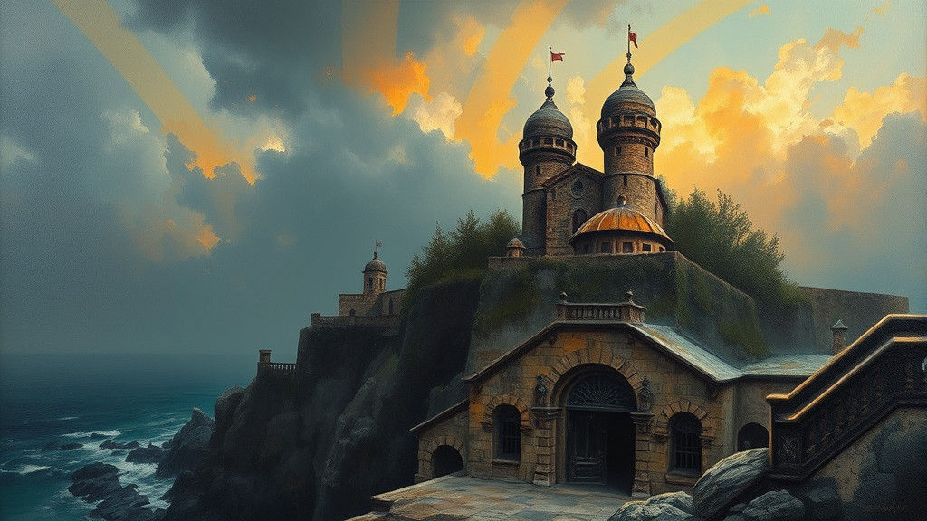 Hyperdetailed Oil Painting of El Farol in Romantic Style