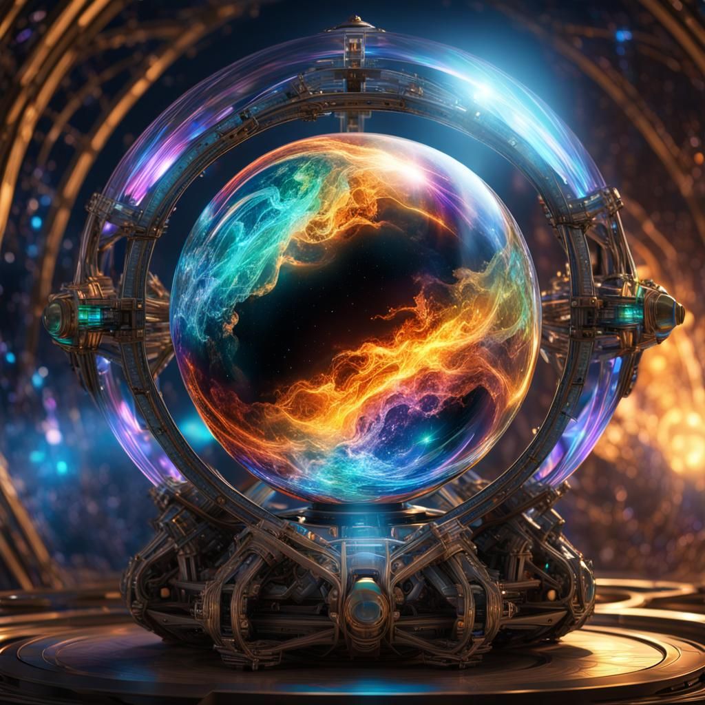 Plasma Orb in Advanced Metallic Framework, Dark Fantasy