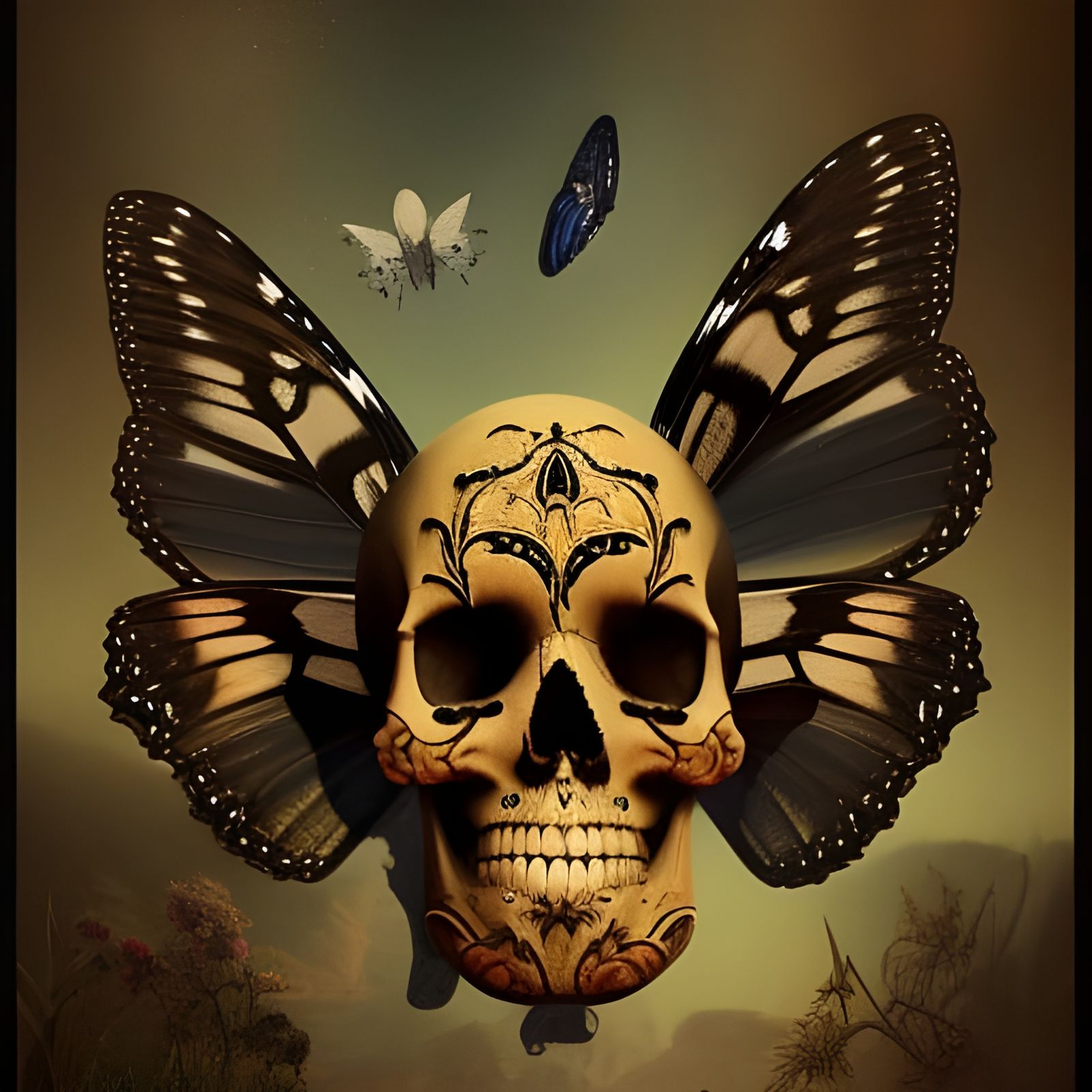 Skull and Butterfly: Dramatic Digital Matte Painting