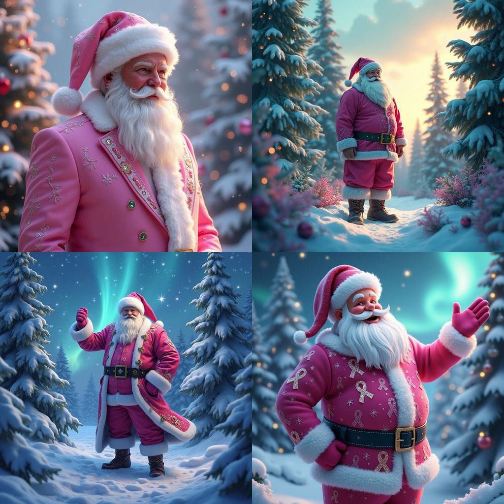 Santa in Pink Supporting Breast Cancer Awareness, Fantasy Co...