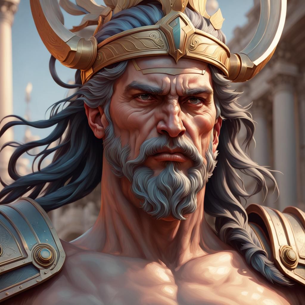 Ares, Greek God of War, in Warzone Portrait