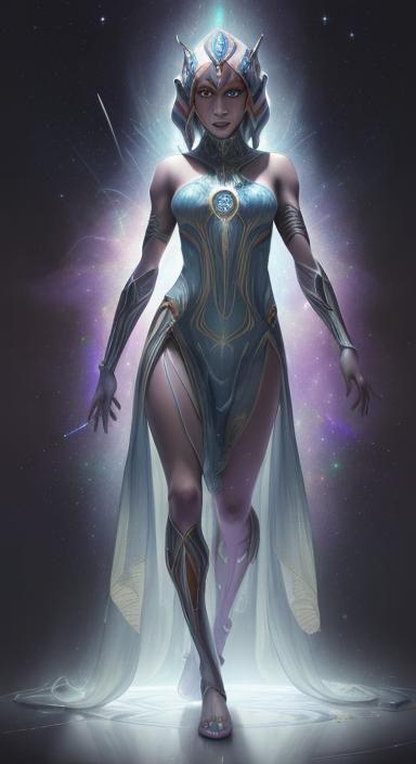 Ahsoka as Celestial Goddess in Dark Fantasy Style