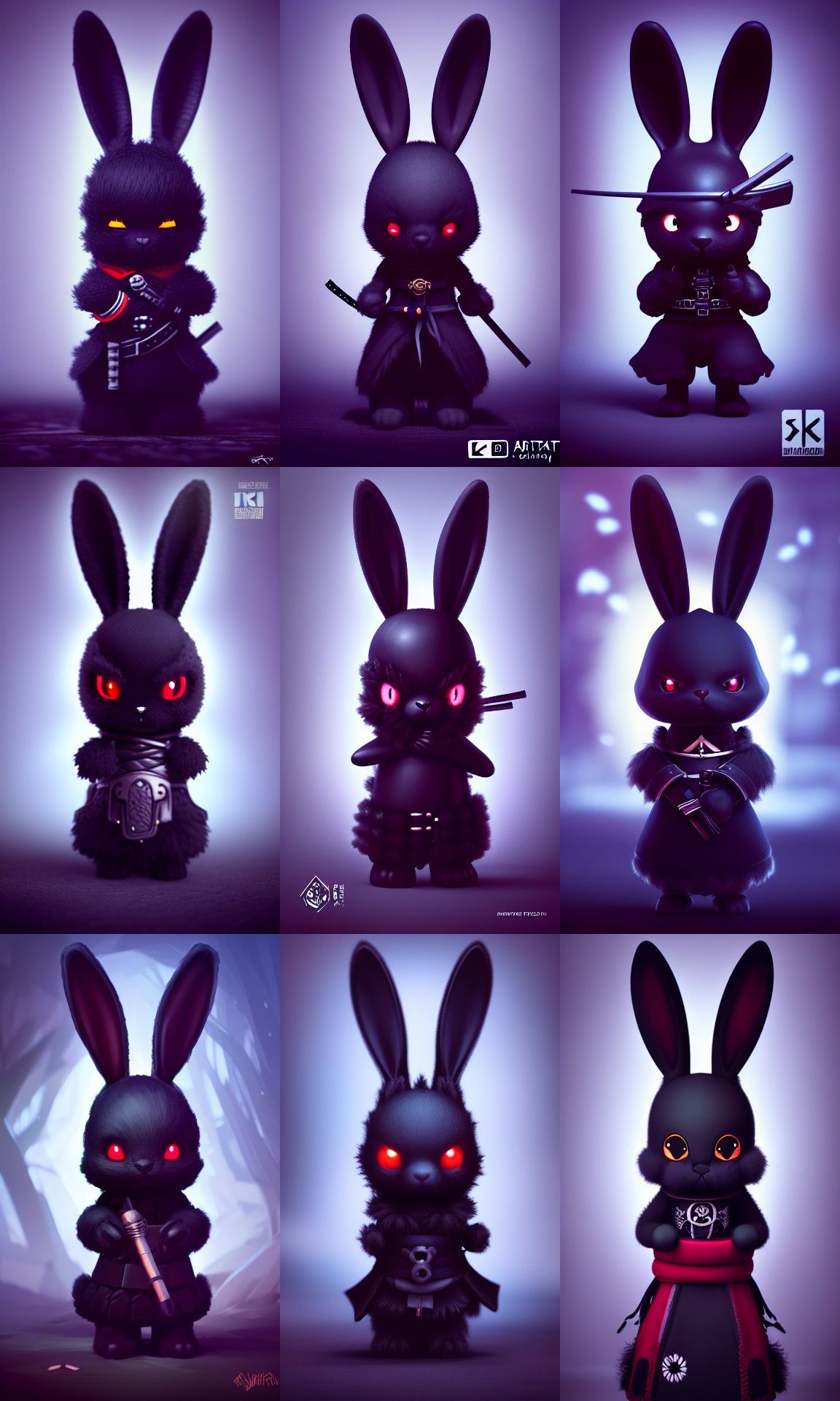 Black Bunny Samurai Digital Art in 4K