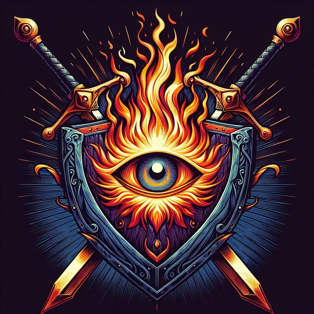 Blazing Shield with Eye, Fantasy Concept Art