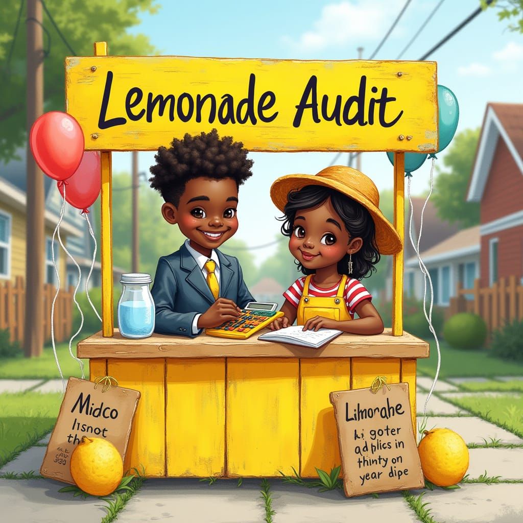 African American Kids Run Whimsical Lemonade Stand Audit