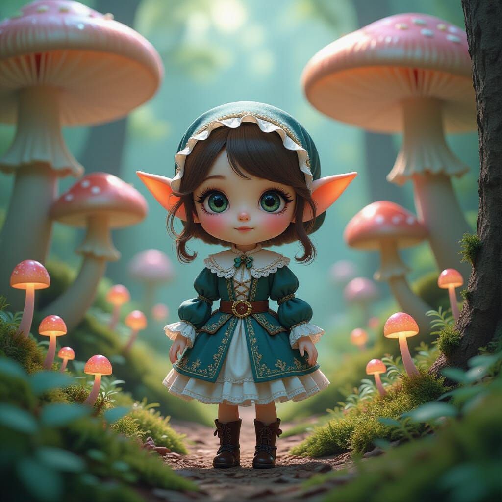 Elf Doll in a Surreal Ghibli-esque Forest