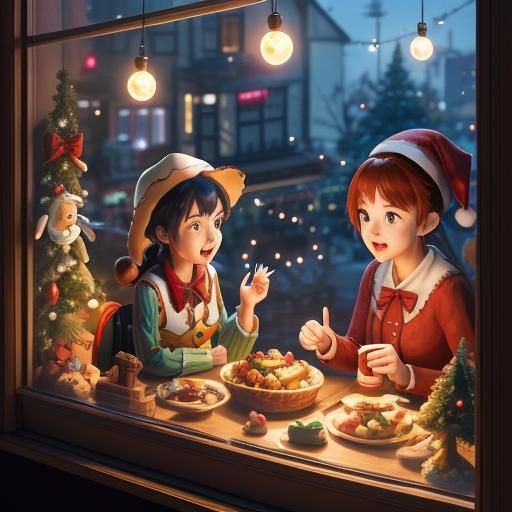 Toy Story Christmas Feast in Anime Style
