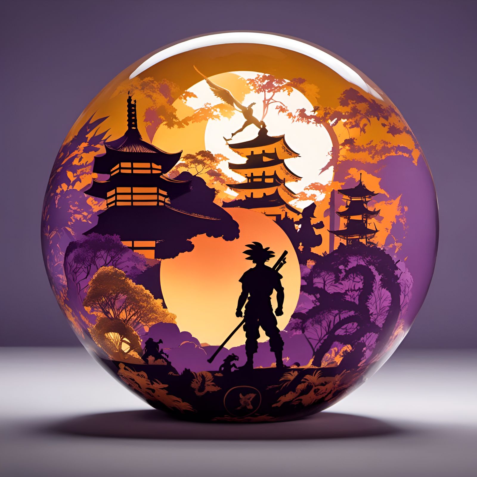 Stenciled Fusion: Goku, Rocky, and Hawk in Anime Style