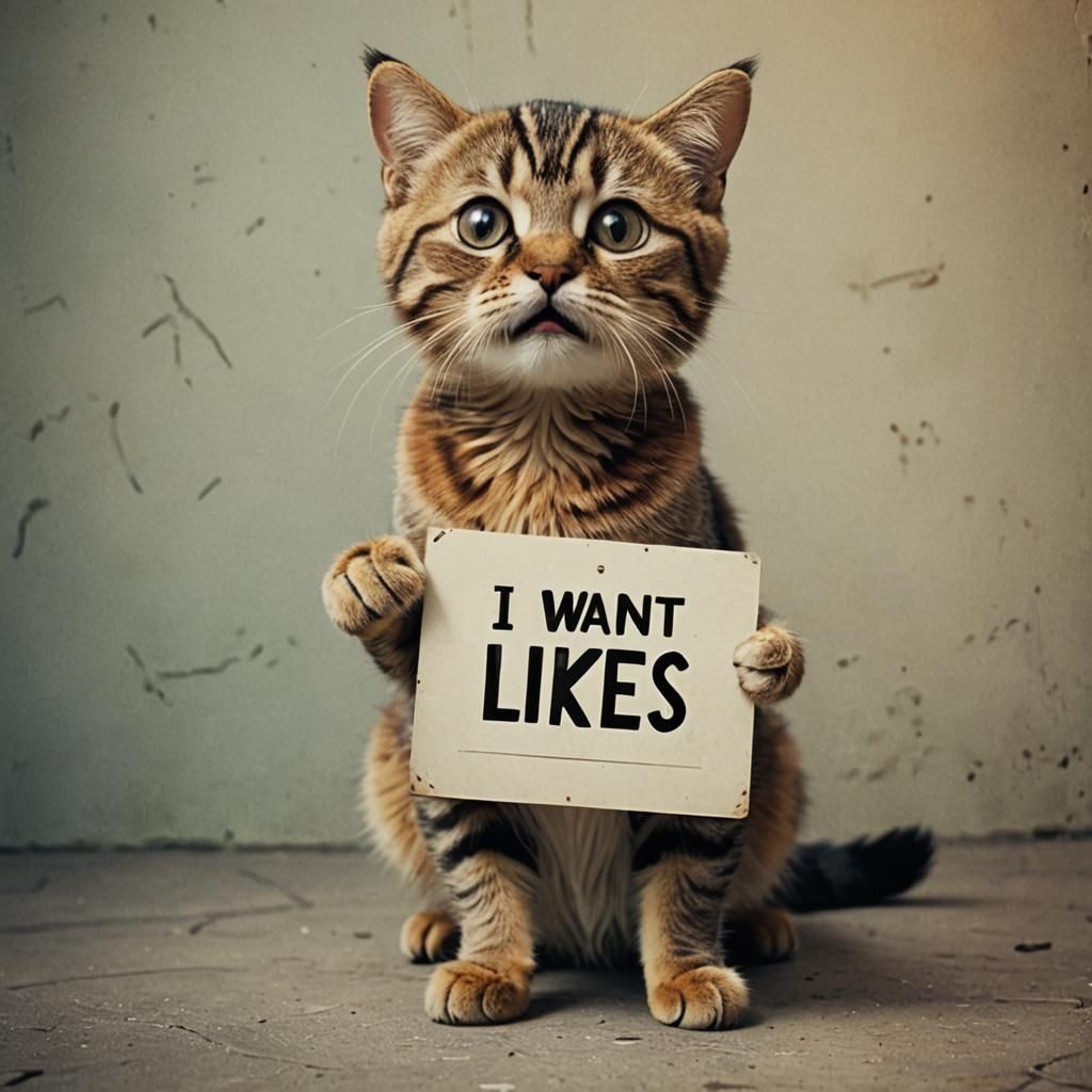 Cute Cat Asks for Likes: Cinematic Film Still