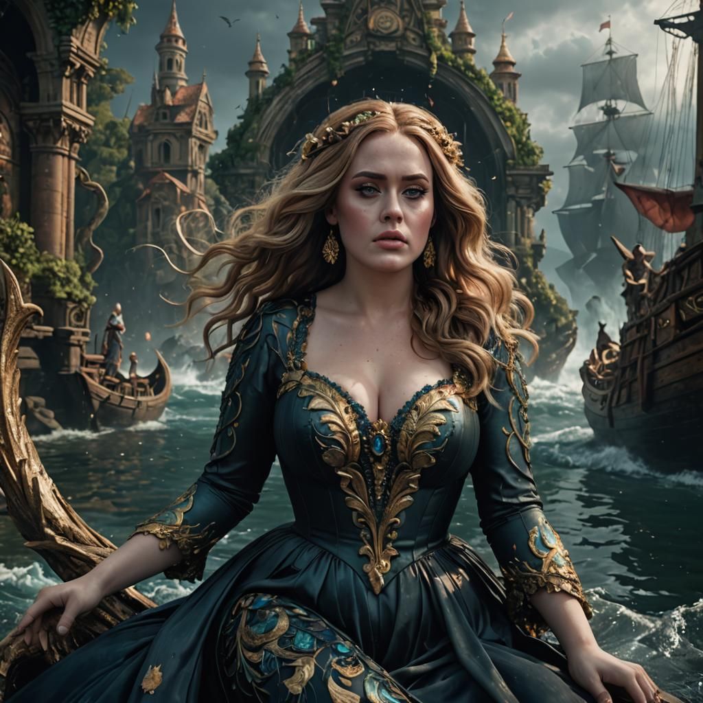 Adele as a Siren: Detailed Fantasy Art