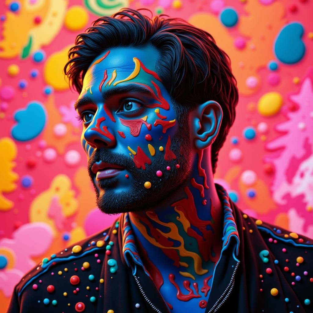 Hyperrealistic Portrait with Vibrant Background in Cinematic...