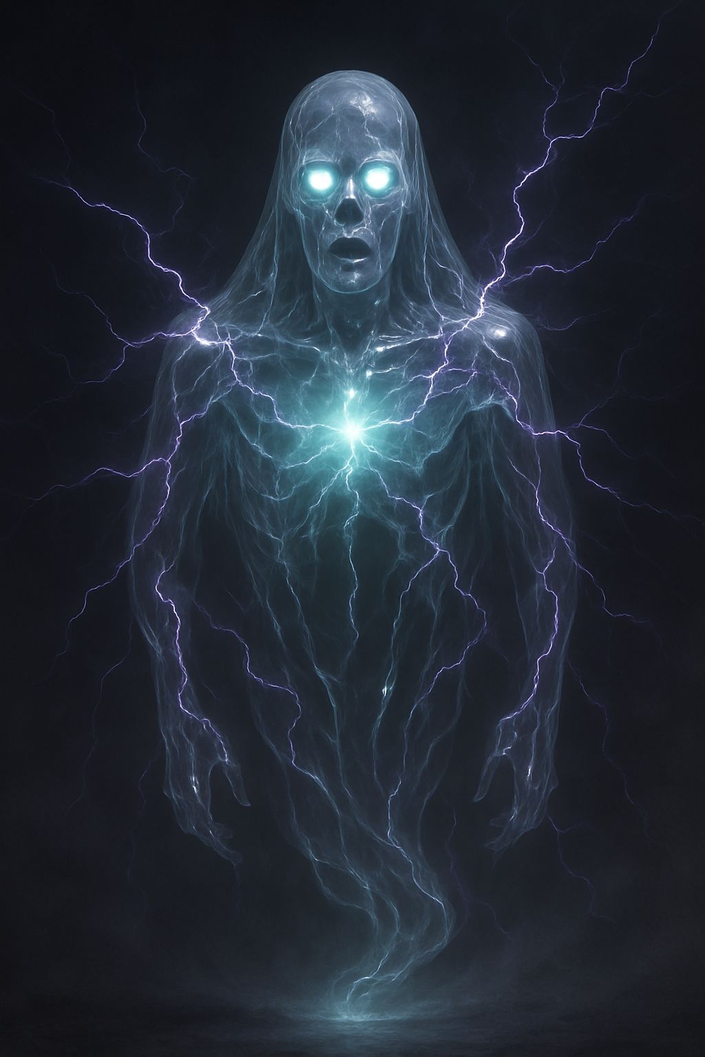 Hyperrealistic Ghostly Figure in Ethereal Glow