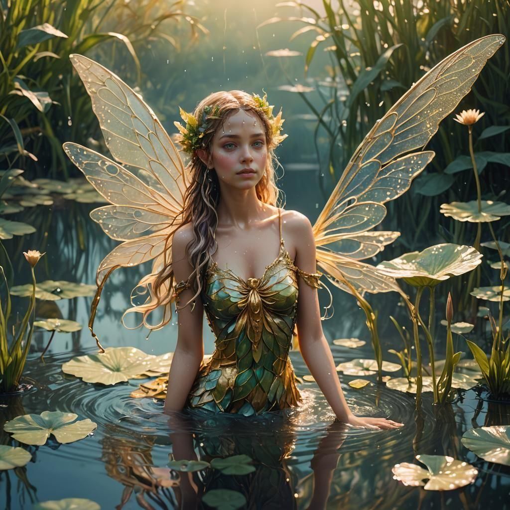 Iridescent Water Fairy in a Whimsical Dream