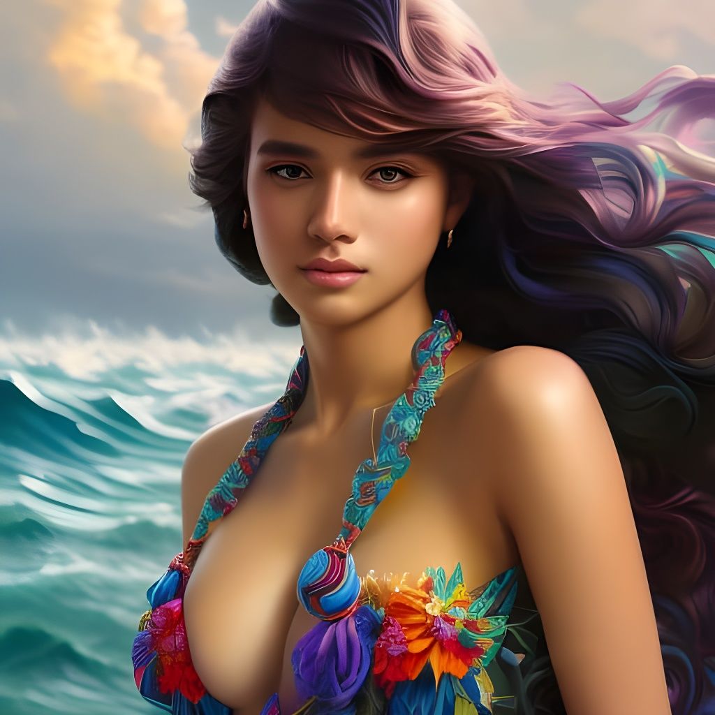 Venezuelan Girl Portrait in Oil Painting Style