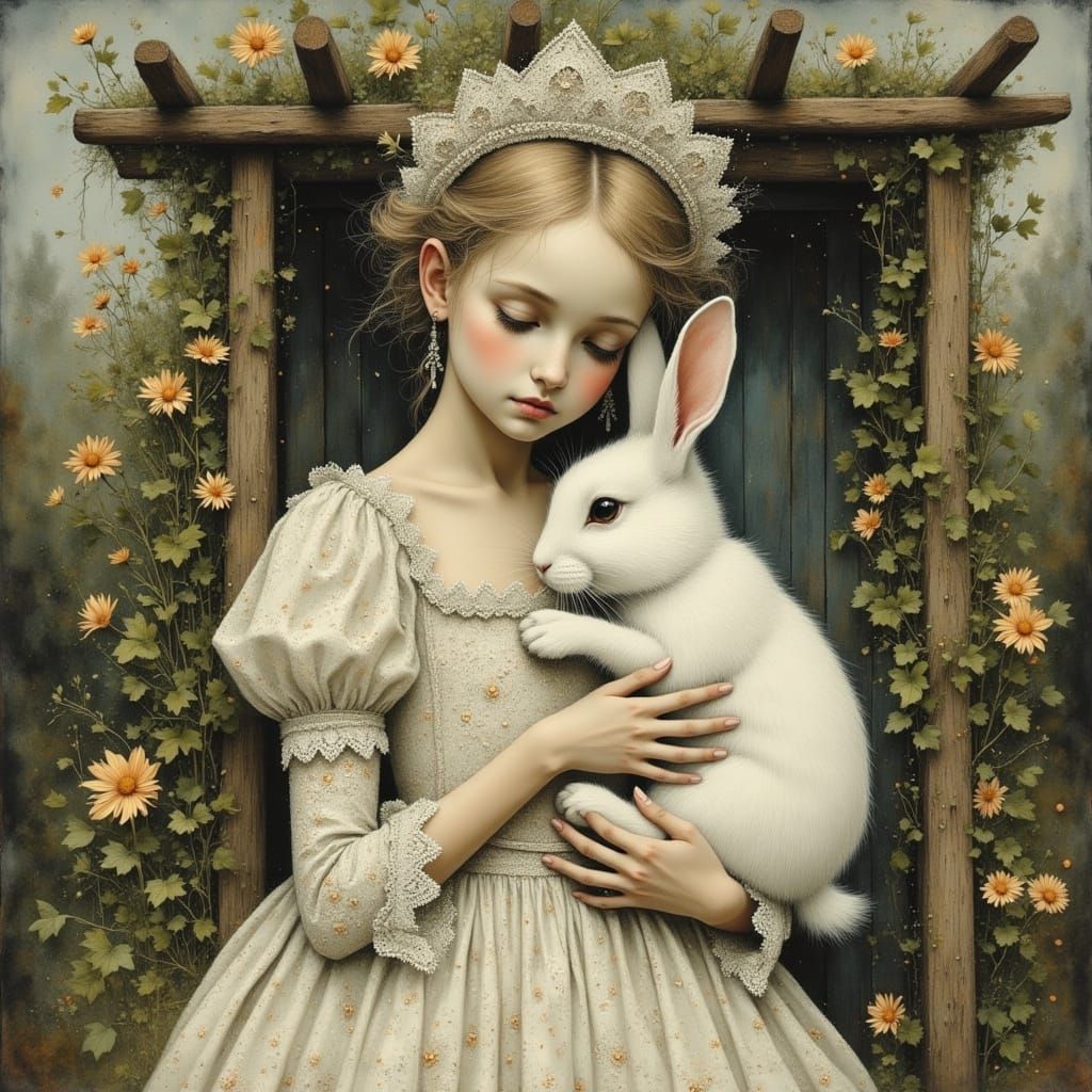A girl and her rabbit