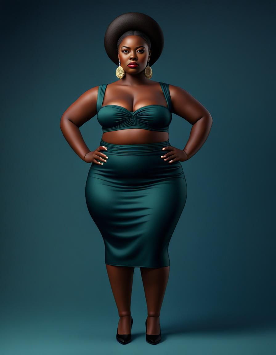 Curvaceous Woman in Botero-Inspired Digital Art