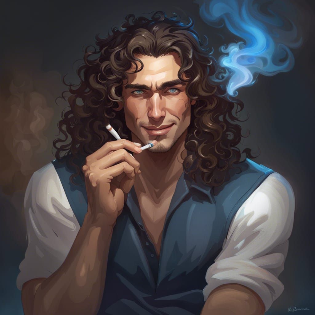 Handsome Man Smoking: Hyperrealistic Portrait Art