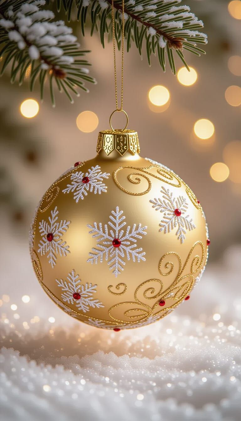 Festive Christmas Bauble Ornament in Impressionist Style