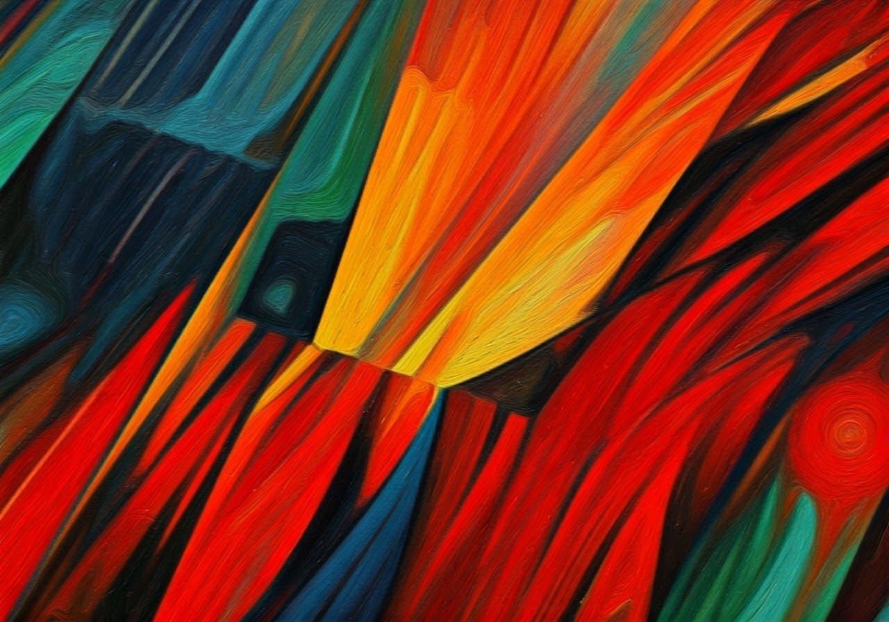 Abstract Expressionism with Bold Brushstrokes and Clashing C...