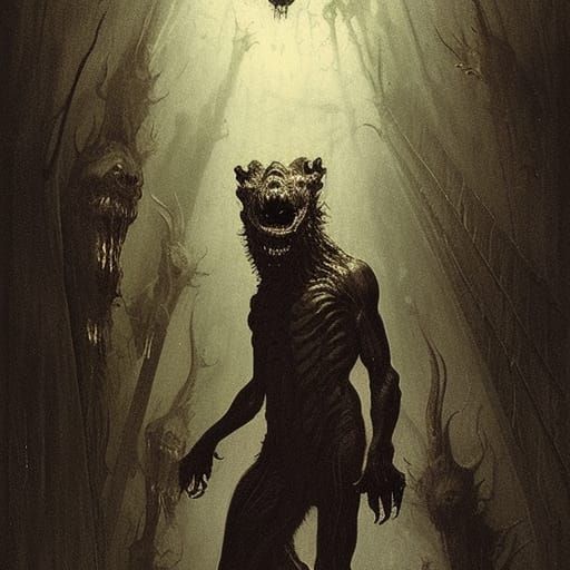 Demonic Creature in a Gothic Horror Style