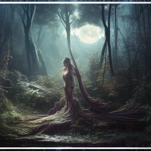 Time Lord in Dark Swamp, Hyperdetailed Digital Art