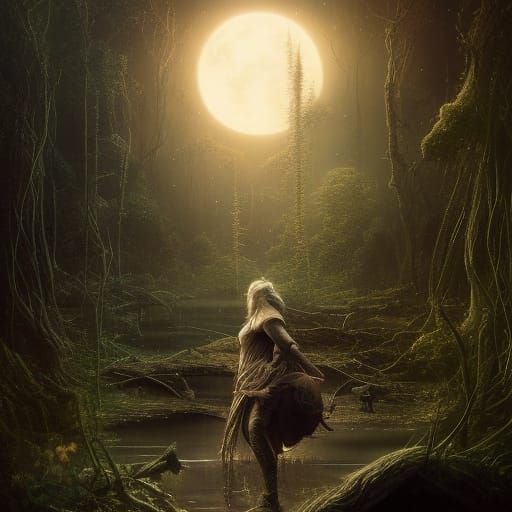 Time Lord in Dark Swamp: Digital Art