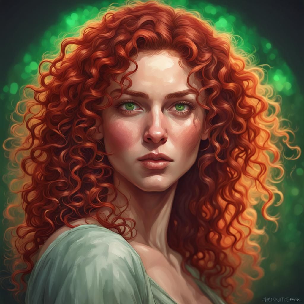 Portrait of a Red-Haired Woman in Art Nouveau Style