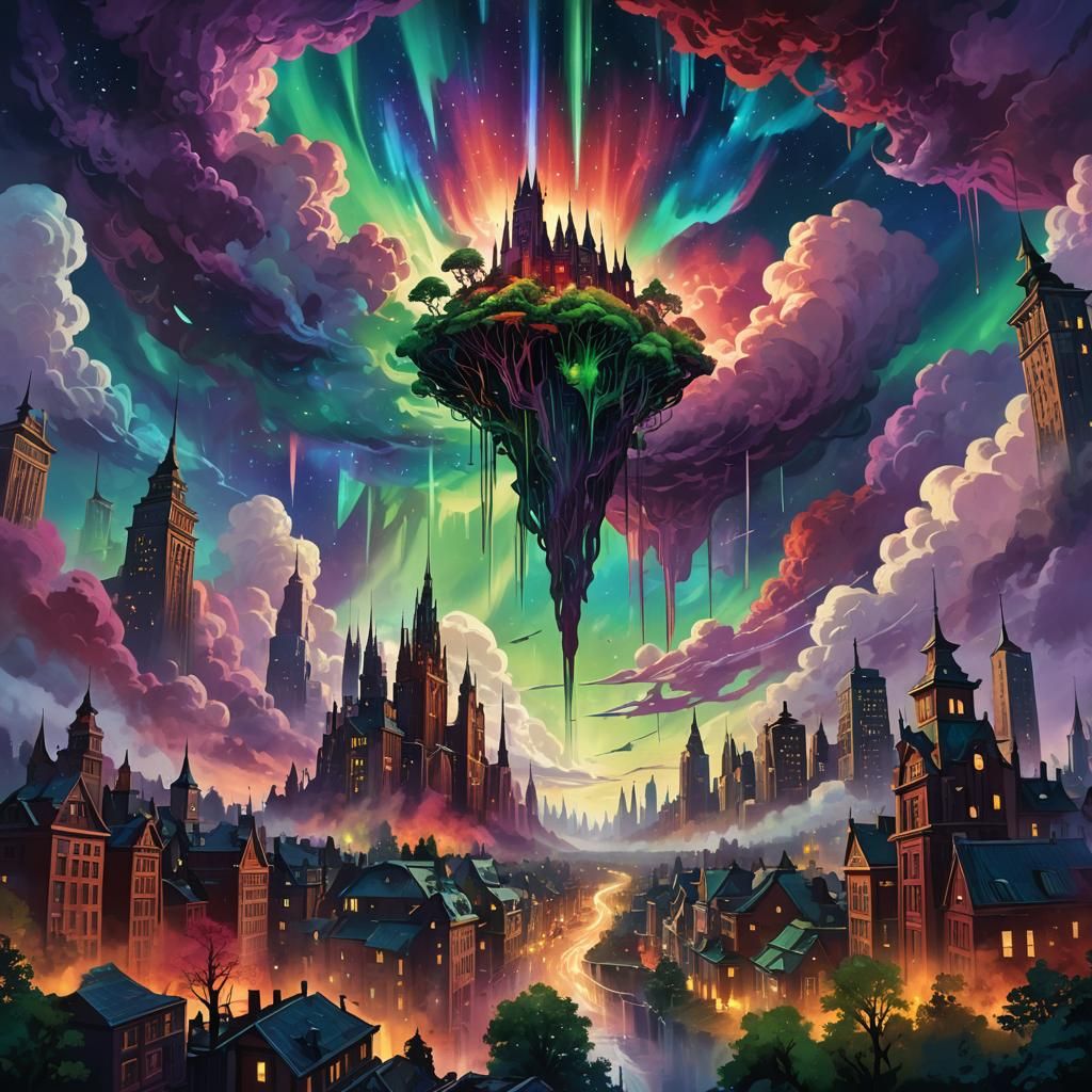 Eerie Upside-Down Cityscape Concept Art