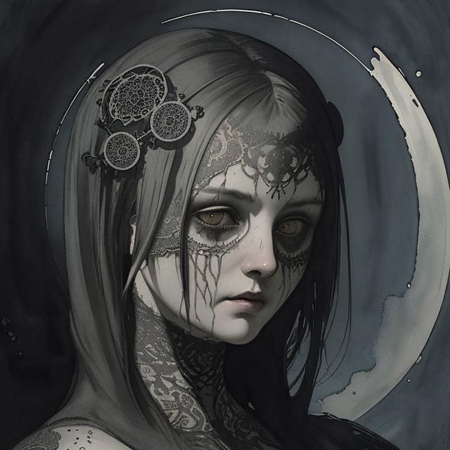 Surreal Steel Circle in Watercolor Style