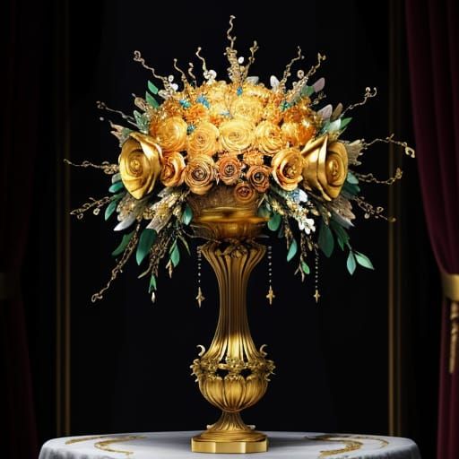 Baroque Masterpiece of Opulent Magical Flowers