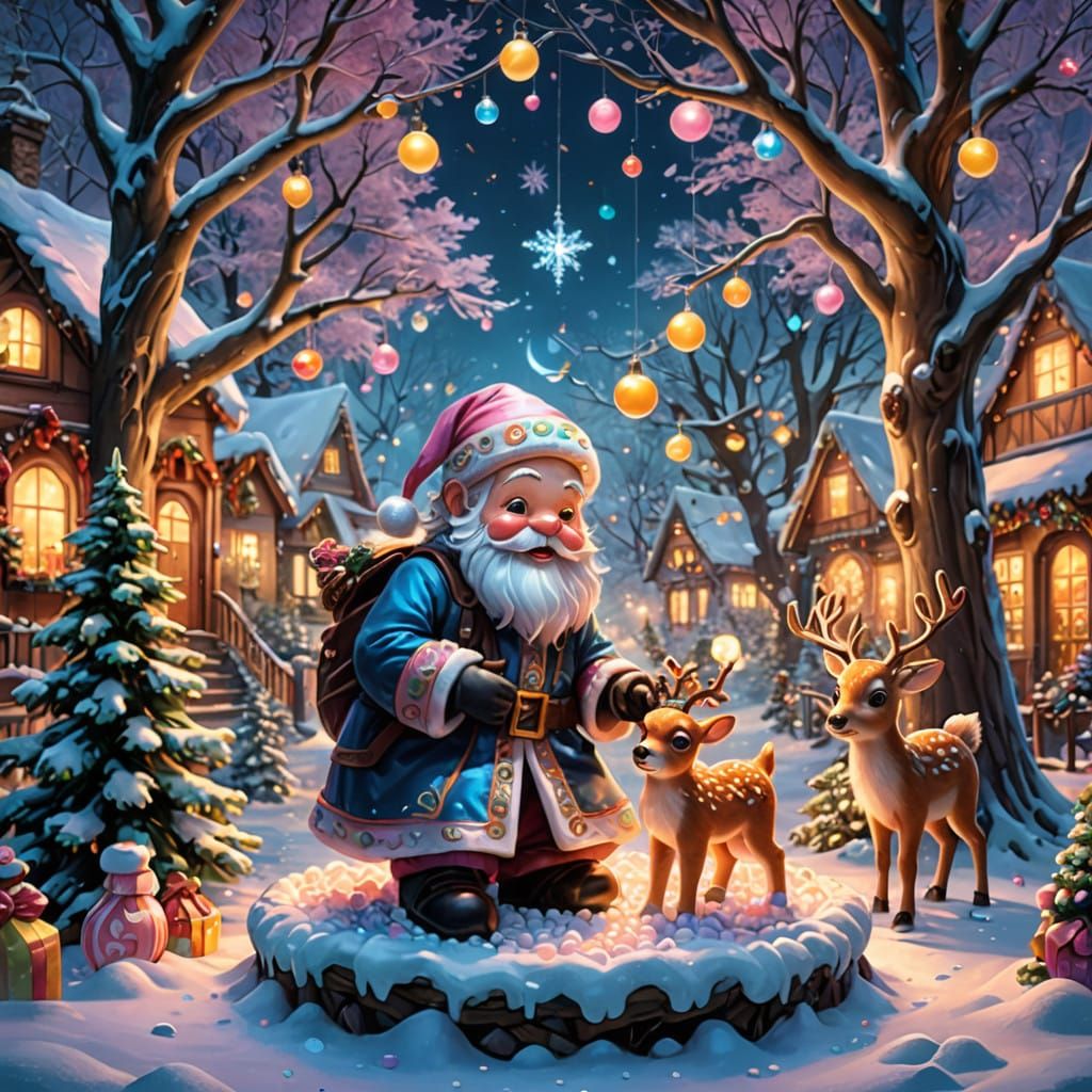 Sugary Christmas Wonderland in Crystalline Glass Style