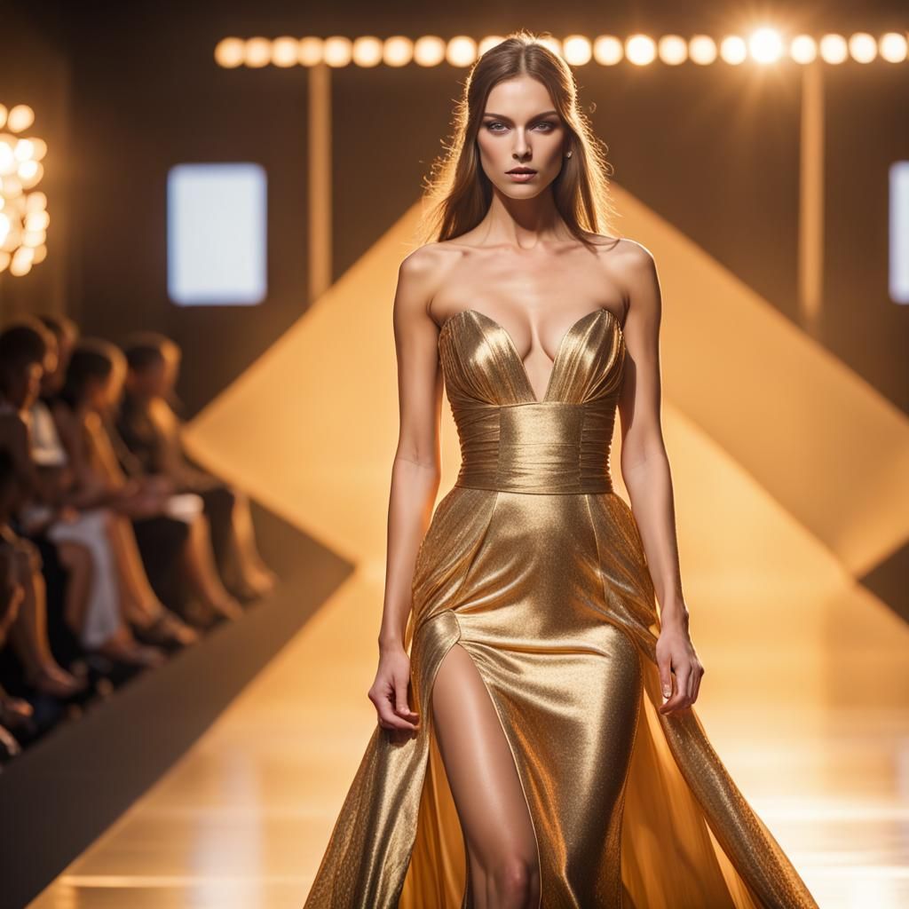 Golden Dress Fashion Show in HDR