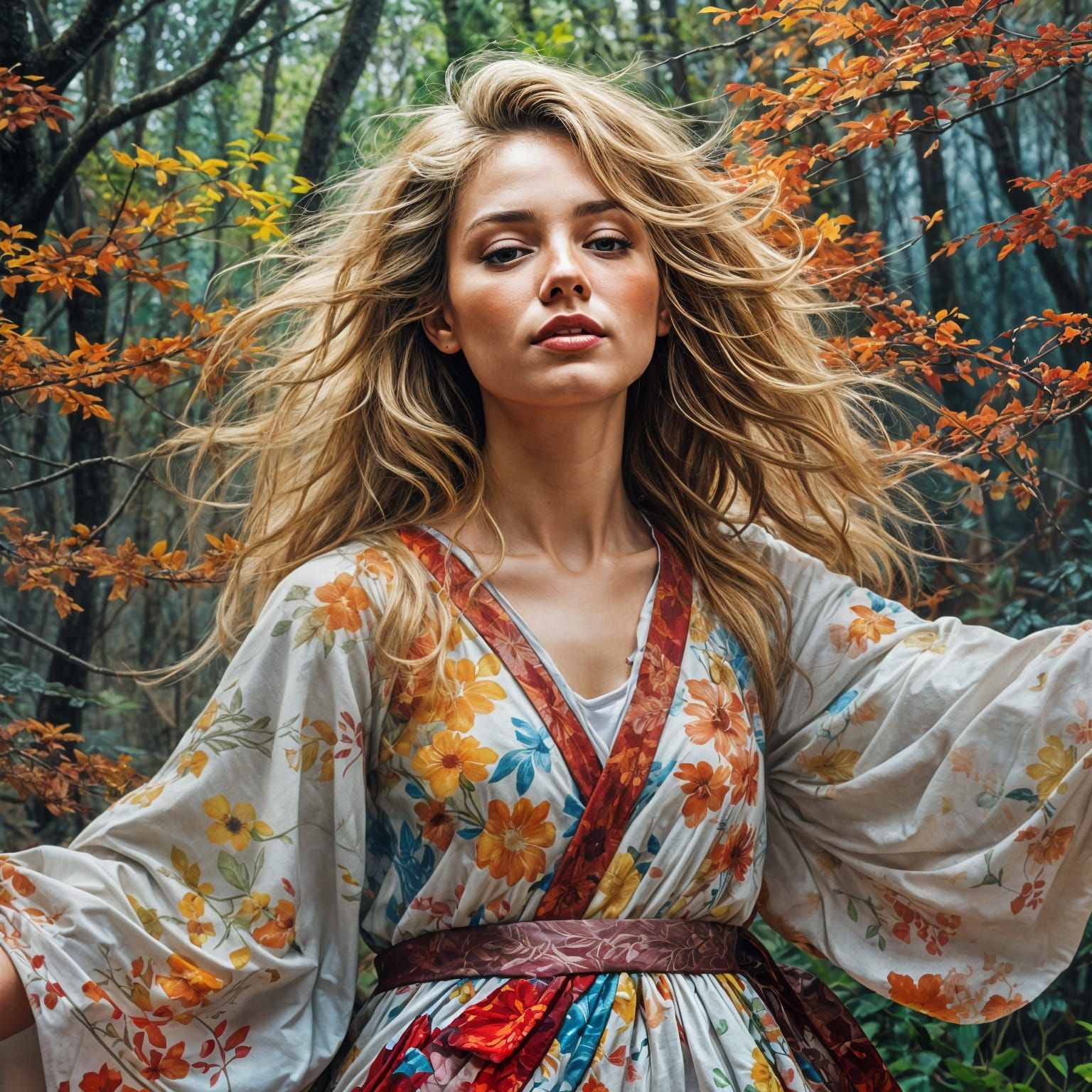 Artistic Portrait: Red-Haired Woman in Nature