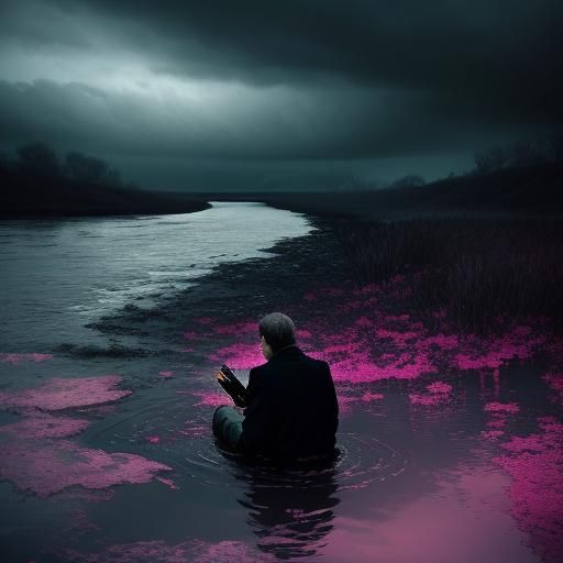 Moody River of Lost Love: Hyperrealistic Cinematic Image